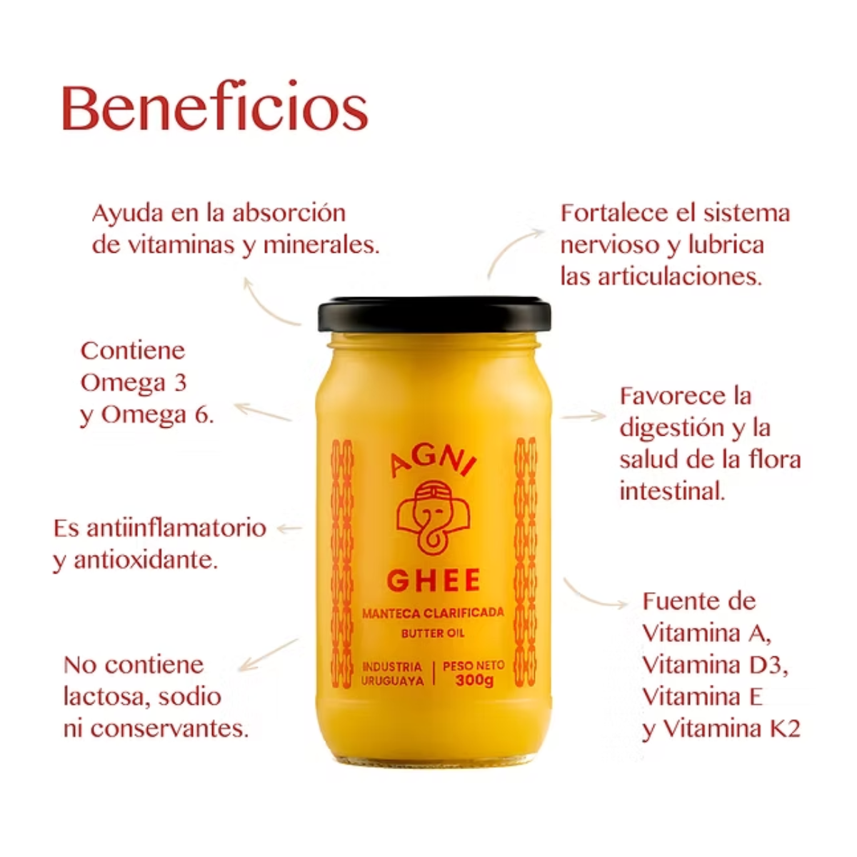 Manteca Clarificada Ghee Agni Sin Lactosa Apto Keto